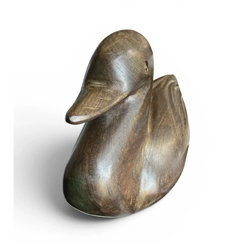 Vintage Decorative Duck Decoy‎ Hand-Carved Heavy Ironwood